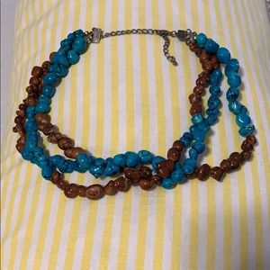 Boho dyed stone three strand necklace